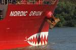 Frachtschiff NORDIC ORION (IMO 9529463); Datum: 19.08.2025; Aufnahmeort: Elbe/Hafen Hamburg, Deutschland.