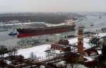 MS SPIRIT OF BRAZIL IMO 8515740, der Bulk-Carrier fhrt hier mit eigener Kraft mit Kurs Rostock durch die Priwallenge zur Ostsee...