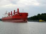 Bulk-Carrier Santa Barbara , IMO 9633006 , 199,98 x 32m , am 14.08.2014 im NOK in der Weiche Groß Nordsee mit Fahrtrichtung Brunsbüttel.