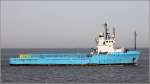 Die 1983 gebaute BLUE BETA (IMO 8112665) am 24.02.2014 in der Elbmündung vor Cuxhaven. Dieser Offshore-Versorger ist 63,6 m lang, 17,5 m breit, hat eine GT von 2.099 und eine DWT von 2.500 t. Heimathafen ist Faaborg (Dänemark).