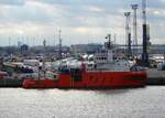 Das 60m lange Offshore Schiff GLOMAR WORKER am 08.11.23 in Rostock