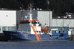 Versorgungsschiff HDW HERKULES; Eigner/Betreiber: TKMS; Aufnahmeort: Hafen Kiel, Ostsee, Deutschland; Datum: 01.08.2025; Info: (IMO 5148754) Ex-Namen Jorpeland Herkules ->1990 - Stril Herkules ->02.2004 / Standby-Sicherheitsschiff / BRZ 773 / Lüa 53,83 m, B 10 m, Tg 4,9 m / 1 Diesel, Caterpillar 3608, (3685 PS) / gebaut 1960 bei AS Mjellem & Karlsen, Bergen, Norwegen.