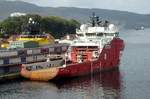 Das Offshore Versorgungsschiff Skandi Iceman, IMO:9660073, am 07.09.16 in Bergen (NOR