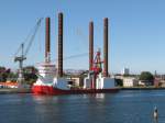 Windturbinen-Wartungsschiff  Wind Server  an der Warnow-Werft Warnemünde am 28.08.2014.