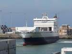 Die Fähre Bore Song am 22.04.2014 im Hafen von Zeebrugge. Sie Ist 195m lang und 26m breit.