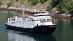 Die Fähre Bolsay am 19.07.2014 im Geirangefjord unterwegs zum Fähranleger von Geiranger.