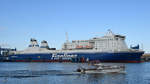 Die Fähre Europalink (IMO: 9319454) Anfang April 2019 am Skandinavienkai in Travemünde.