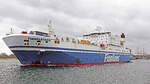 FINNPARTNER (IMO 9010163, Finnlines) am 14.03.2023 auslaufend Lübeck-Travemünde