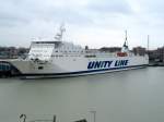 Fährschiff GRYF der Unity Line am 23.02.13 im Fährhafen Trelleborg.