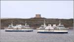 GAUDOS (IMO 9176319) und TA' PINU (IMO 9176307) begegnen sich auf der Strecke Cirkewwa (Malta) - Mgarr (Gozo) vor der dazwischen liegenden Insel Comino. Die 2001 bzw. 2000 gebauten Schwesterschiffe sind je 85 m lang, 18 m breit, haben eine GT von 4893 und knnen bis 72 Autos und 900 Passagiere befrdern. 19.03.2009
