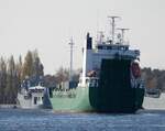 Das 107m lange RoRo Schiff LINK STAR am 10.11.22 in Swinemünde