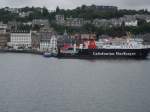 Blick zum Fhrhafen von Oban mit einem lteren Fhrschiff der Calodian MacBrane