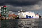 Die neue STENA GERMANICA hat am 1. September 2010 mit ca. dreistndiger Versptung am Kieler Schwedenkai festgemacht.