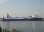 Die hochmoderne Stena Line Fhre  Stena Freighter  (Heimathafen Gteborg) an ihrem Anleger in Travemnde. Aufnahme vom September 2006.