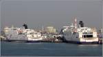 Zwei Schiffe der Anfang 2012 liquidierten franzsischen Fhrgesellschaft Seafrance liegen im Hafen von Calais. 27.05.2012