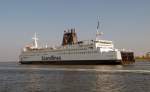 Scandlines Fährschiff  Prins Joachim  am 05.10.14 auslaufend Rostock.