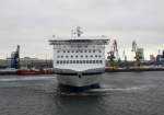 TT LINE Fährschiff  Peter Pan  eingehend Rostock am 21.02.15.