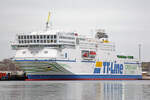 Die neue PETER PAN (IMO 9880946, TT-Line) am 24.01.2023 beim Skandinavienkai in Lübeck-Travemünde.