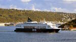 Das 178m lange Fährschiff PEARL SEAWAYS der Reederei DFDS am 27.09.23 ausgehend Oslo.
