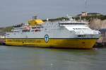 Das Fhrschiff MS Seven Sisters, erbaut im Jahr 2006, hier im Hafen von Dieppe am 26.05.2013, ist die moderne Seven Sisters von Transmanche Ferries, sie Verkehrt zwischen  Newhaven/GB-Dieppe/F.