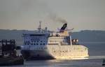 Die 201m lange Fähre Stena Superfast VIII am Morgen des 01.06.17 in Belfast