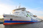 STENA LIVIA (Stena Line, IMO 9420423) am 29.02.2024 beim Skandinavienkai in Lübeck-Travemünde
