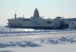 Das Fhrschiff Trelleborg am 22.02.13 im Fhrhafen Sassnitz.