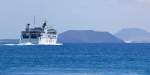 Die Fähre »Vulcan de Tindaya« von Armas zwischen Lanzarote und Fuerteventura auf der Fahrt von Playa Blanca nach Corralejo.