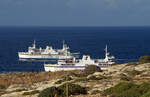 Im Gozo-Kanal zwischen Malta und Gozo begegnen sich am 08.10.2007 die beiden Fährschiffe Ta’Pinu (IMO 9176307) und Malita (IMO 9176321) auf der Höhe der kleinen Insel Comino.