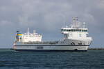 Die Bore Way auf dem Seeweg von Raumo(Rauma)nach Rostock beim Einlaufen in Warnemünde.03.10.2022