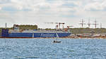 FINNWAVE (IMO 9468932) läuft am 8.7.2018 in den Hafen von Lübeck-Travemünde ein.