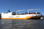 RoRo Frachtschiff GRANDE BUENOS AIRES (IMO 9253210) ; Eigner/Betreiber: Grimaldi; Datum: 23.06.2026; Aufnahmeort: Elbe/Hafen Hamburg, Deutschland.