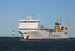 Bestes Wetter herrschte am Vormittag des 05.03.2023 als die Segard der finnischen Reederei Transfennica auf dem Seeweg von Kotka nach Lübeck via Rostock in Warnemünde einlief. 