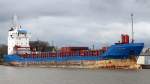 Die Miramar am 21.02.2014 im Binnenhafen von Brake. Sie ist 90m lang und 14m breit.