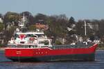 Frachtschiff ADAMAS (IMO 9489558); Datum: 07.04.2026; Aufnahmeort: Elbe/Hafen Hamburg, Deutschland.