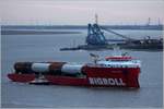 Die 2016 gebaute BIGROLL BERING (IMO 9710476) hat in Nordenham-Blexen abgelegt und nimmt Kurs Richtung Rotterdam. Das Deck Cargo Ship BIGROLL BERING ist 162,80 m lang und 42 m breit, hat eine GT/BZR von 23.134 und eine DWT von 20.157 t. Heimathafen ist Rotterdam (Niederlande). 17.03.2020