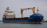 Die BBC MARMARA auf dem Seeweg von Garston nach Rostock-Überseehafen beim Einlaufen am 28.08.2020 in Warnemünde.