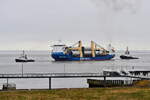 BBC RUBY , Mehrzweckschiff , IMO 9563744 , Baujahr 2013 , 153.45 x 23.45 m , 985 TEU , Cuxhaven - Alte Liebe , 10.04.2025 ,
