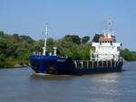 DOGAN (IMO:9100152; Länge 90m; B=14m; DWT4182t; Bj.1994) im Donauadelta 
Stromwärts in Richtung Sulina; 230704