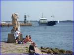 MS GLOBIA IMO 7823334, kommt von der Ostsee in die Trave an der Nordermole in Lbeck-Travemnde...