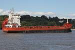 Frachtschiff GERMAN SKY (IMO 9125047); Datum: 10.08.2025; Aufnahmeort: Elbe/Hafen Hamburg, Deutschland.