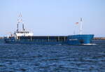 Haithabu auf dem Seewg von Szczecin nach Rostock-Seehafen beim Einlaufen am 19.03.2022 um 11:45 Uhr in Warnemünde,Ankunft sollte planmäßig erst um 15.00 Uhr sein
