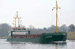 Die Klaipeda IMO-Nummer:9106584 Flagge:Litauen Länge:88.0m Breite:12.0m Baujahr:1995 Bauwerft:Severnav Shipyard,Severin Rumänien bei Rendsburg im Nord-Ostsee-Kanal aufgenommen am 04.02.17  