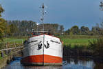 Küstenmotorschiff KÄPT´N KLÜNDER im Dornbuscher Schleusenfleth unweit Wischhafen an der Elbe.