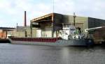 MS LENE D IMO 8611013, 82,0m x 12,0m, gebaut 1987 auf der Husumer Schiffswerft, liegt am Lbecker Lagerhauskai 1 mit einer Dngerladung aus Klaipeda ...Aufgenommen: 25.2.2012