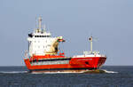 General Cargo LADY CHRISTINA (IMO:9201815) Flagge Niederlande L.108m B.16m auf der Elbe am 22.09.2021 vor Cuxhaven.