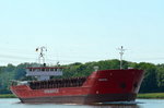 Die Mosvik IMO-Nummer:8710998 Flagge:Antigua und Barbuda Länge:82.0m Breite:12.0m Baujahr:1987 Bauwerft:Peters Schiffswerft,Wewelsfleth Deutschland bei Rade im Nord-Ostsee-Kanal am 05.06.16