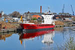 NAVITA (Ex-Namen: Hasselwerder, City of Manchester, Hasselwerder, Gracechurch Crown, Hasselwerder, Rockabill, Ketty Broevig) am 11.04.2020 am Roddenkoppelkai in Lübeck.