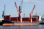 Frachtschiff POTENTIA (IMO 9431472); Datum: 07.09.2026; Aufnahmeort: Elbe/Hafen Hamburg, Deutschland.