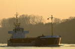 Die Roseburg IMO-Nummer:8817370 Flagge:Antigua und Barbuda Länge:82.0m Breite:12.0m Baujahr:1991 Bauwerft:Ferus Smit Scheepswerf,Hoogezand Niederlande am 30.03.19 im Nord-Ostsee-Kanal bei